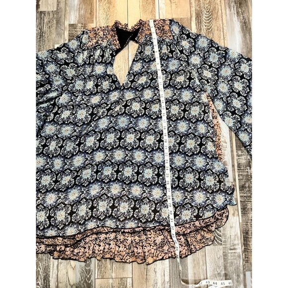 Free People Gabi Floral Print Tunic Dress Black Multi piece - Size Large - Picture 9 of 11